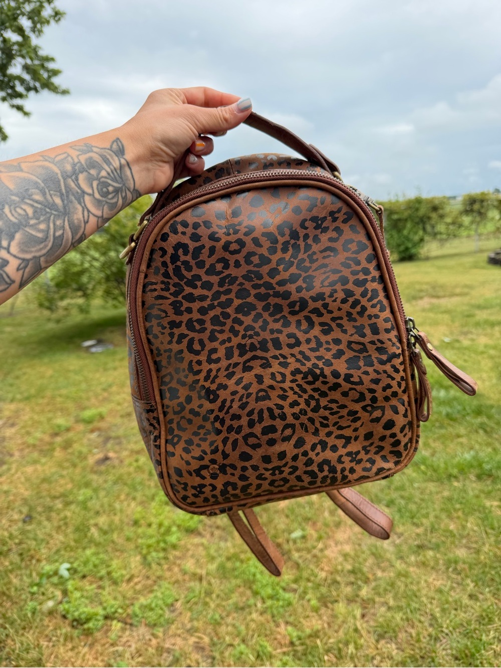 Born Brown Leopard Print Mini Backpack
